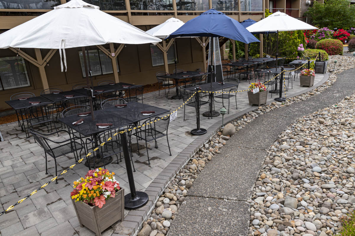 Seating area with parasols